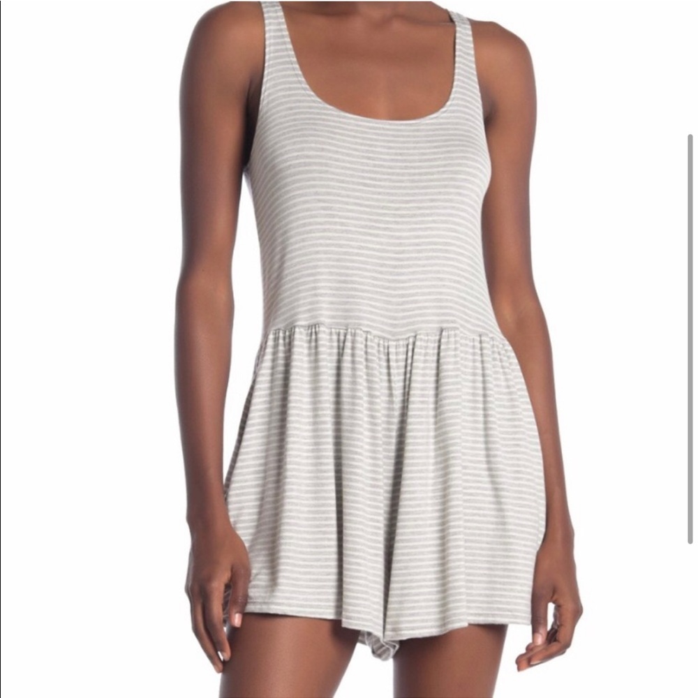 Splendid Soft Sweet Grey Stripe Knit Casual Romper
